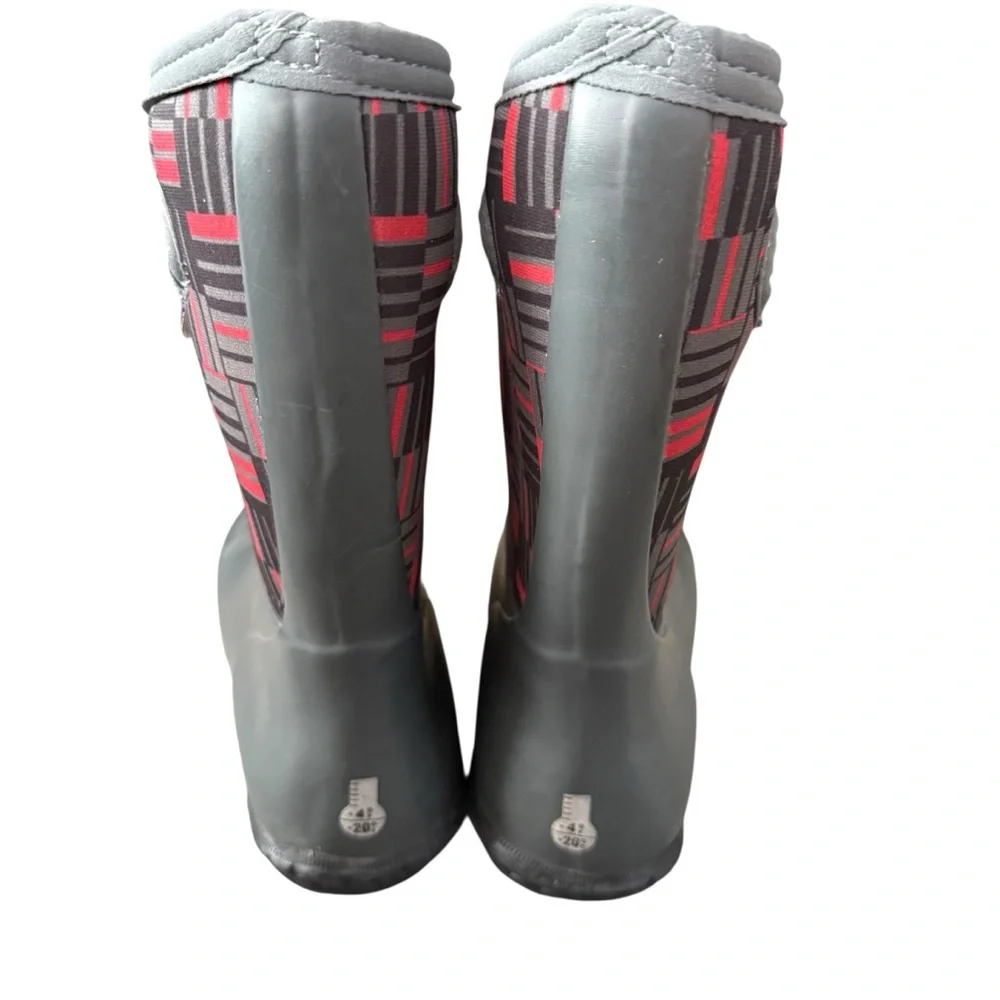 Bogs Sz 5 Gray Red York phaser youth Kids boots pull on winter Boots waterproof